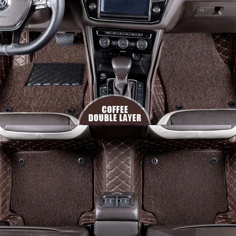 double coffee Кожаные автомобильные коврики на заказ для TOYOTA Avensis 2003- Автомобильный Ковер водонепроницаемые автомобильные аксессуары - Название цвета: double coffee