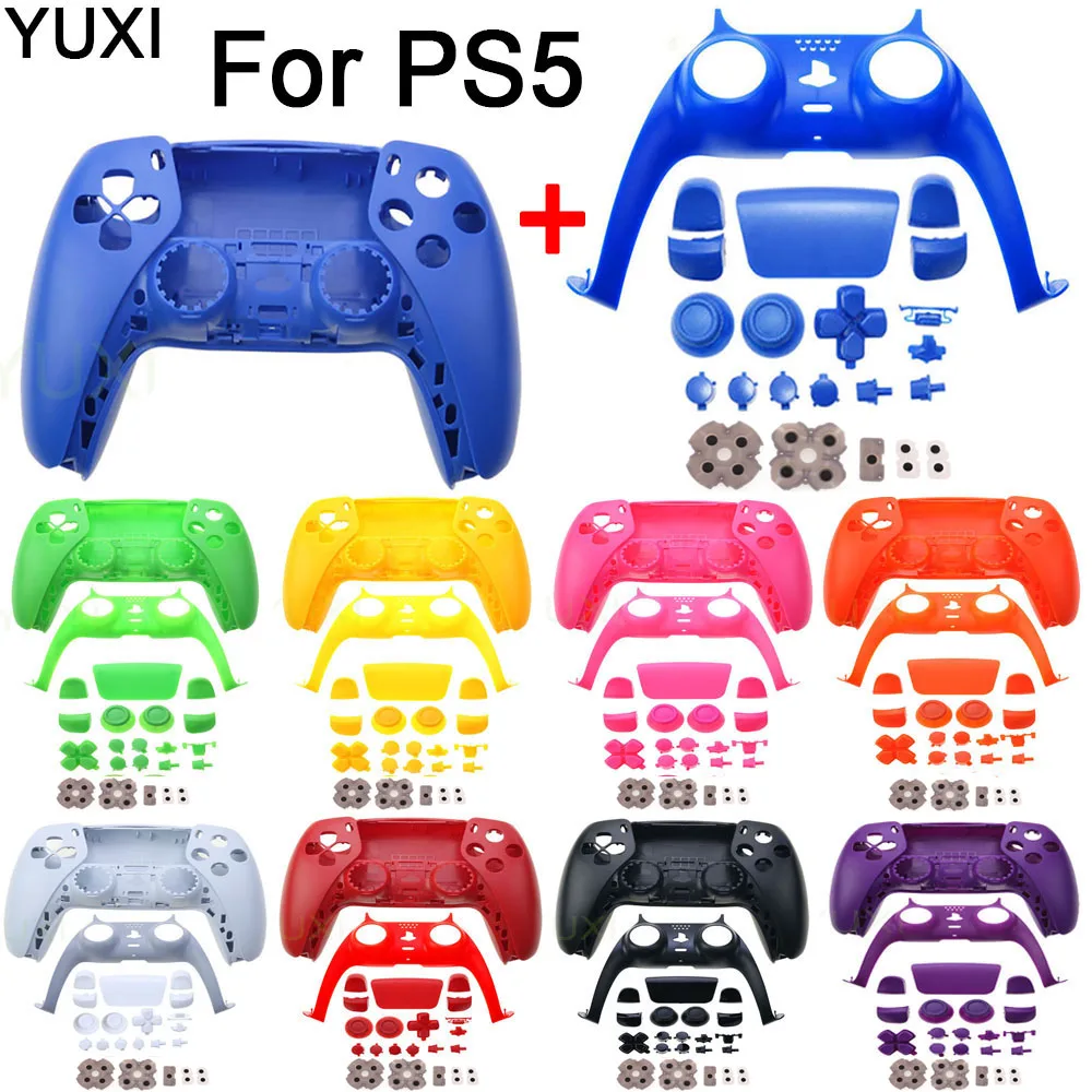 

YUXI For PS5 Controller Housing Shell Case Cover Faceplate Decoration Shells Silicone Rubber Conductive Button Gamepad