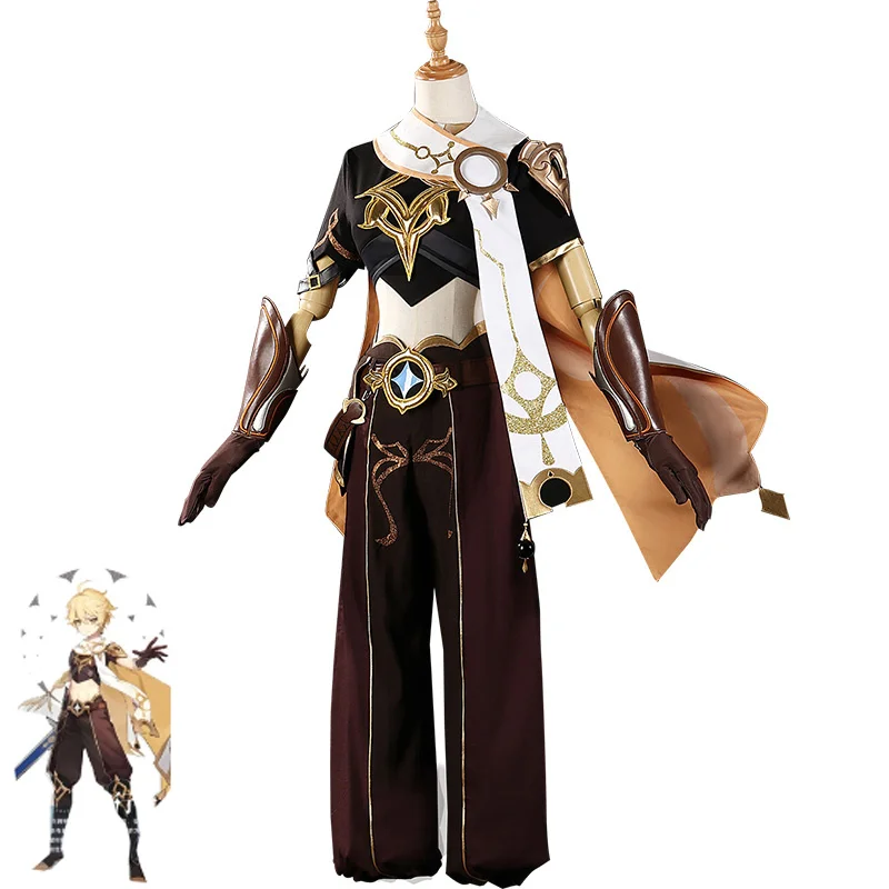 

Anime! Genshin Impact Traveler Aether Cosplay Costume Game Suit Cool Gothic Uniforms Halloween Party Outfit Custom Made