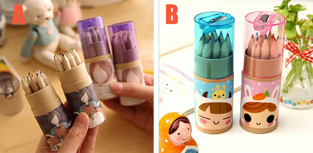 12 шт./лот новые мини акварельные карандаши карандаш для Sharpner Kawaii школьные