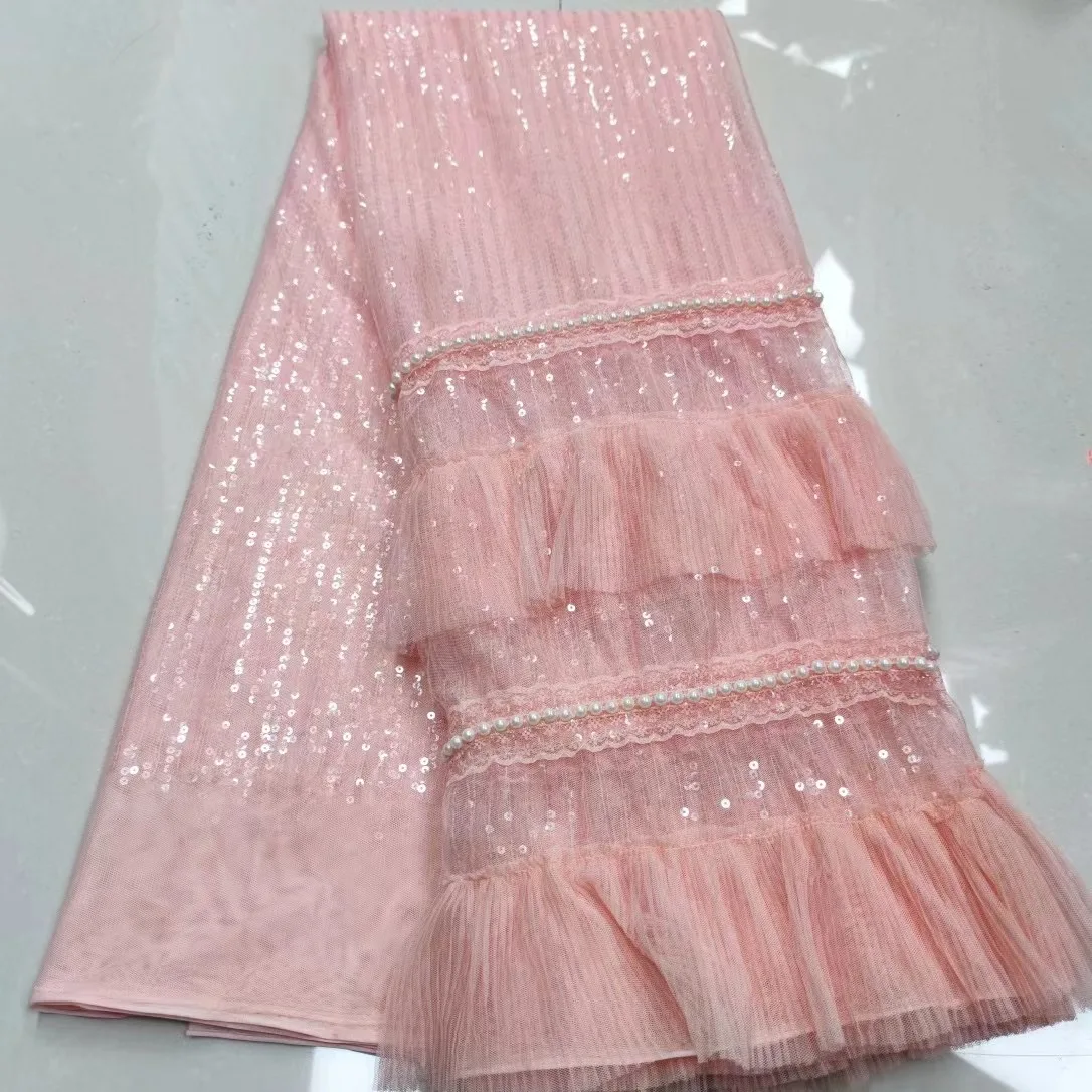 

Горячая Распродажа 2022, Африканский высококачественный модный гладкий кружевной материал с блестками, нигерийский дизайн, тюль, мягкая ткан...