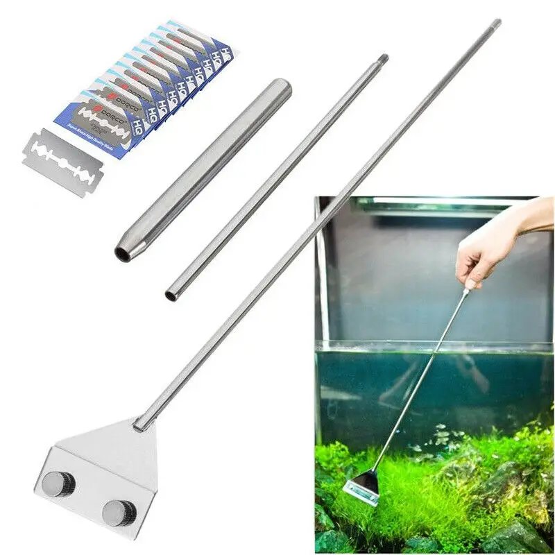 

Aquarium Glass Fish Tank Stainless Steel Coralline Algae Scraper Blade Cleaner