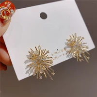 mengjiqiao new fashion design fireworks elegant stud earrings for women zircon flower wedding jewelry oorbellen accessories