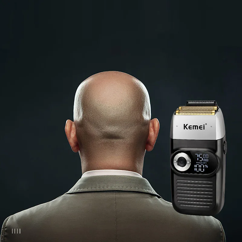 Kemei Машинка для стрижки волос Перезаряжаемый триммер бороды ЖК-дисплей