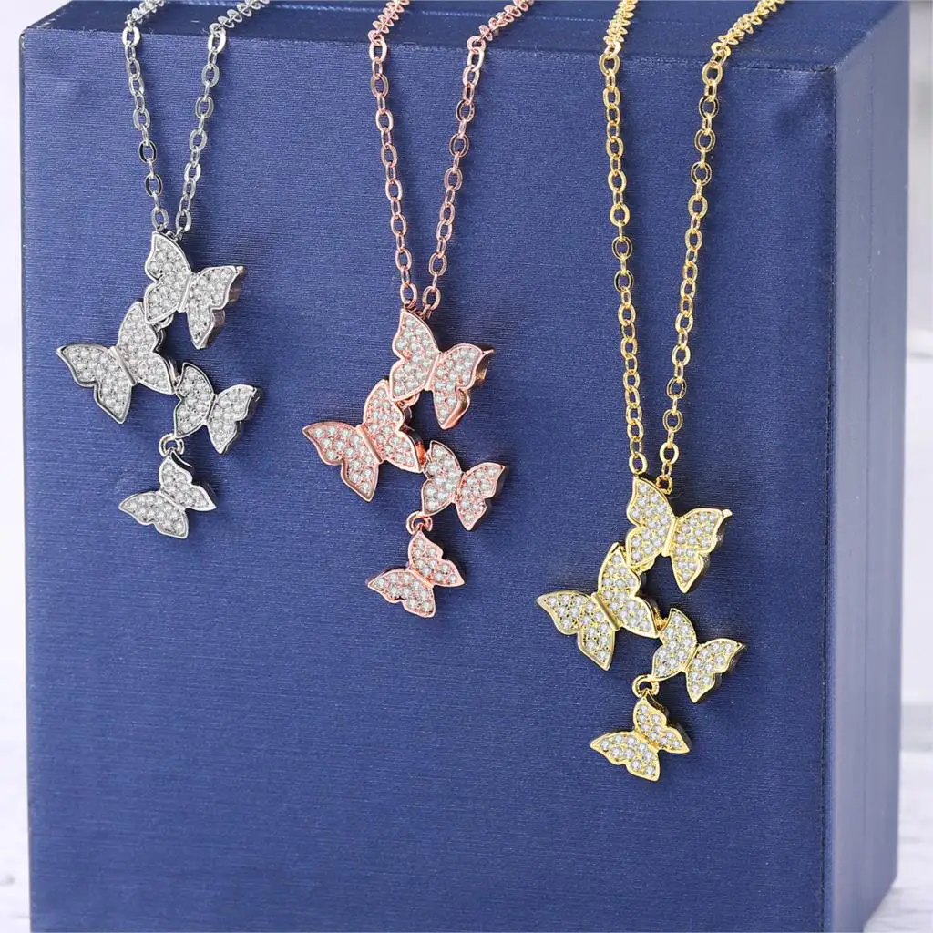 Женская цепочка с кубическим цирконием в виде бабочки | Украшения и аксессуары