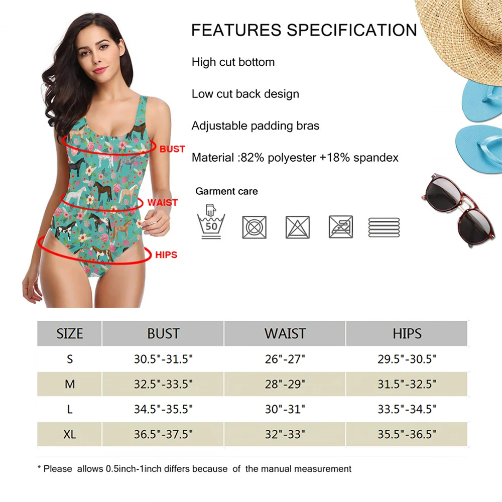 

New Swimsuit Horse And Flowr Print Bikini Bubble Hot Spring Swimwear Sexy Swimsuit Beach Summer Fashion Women's Bathing Suit