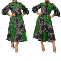 2021 african lace wax dress for women fashion dashiki print ruffles vestido robe elegant nigeria traditional party dress