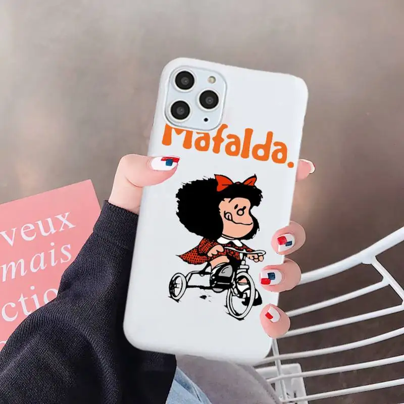 

Mafalda Girl Argentina Quino luxury Phone Case funda Candy Color for iPhone 6 7 8 11 12 s mini pro X XS XR MAX Plus
