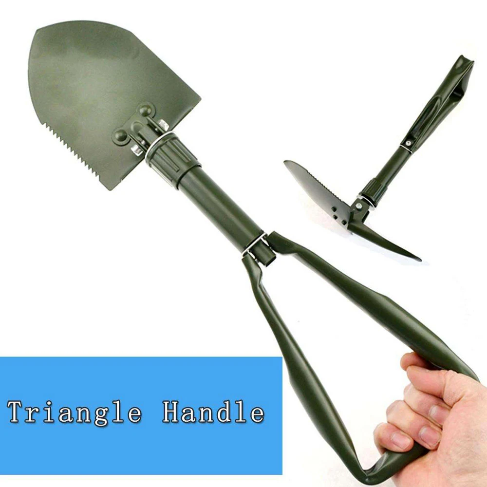 

2021 Carbon Steel Shovel Army Military Three Folding Spade 58CM Camping Metal Portable Survival Trowel Garden Outdoor Tool