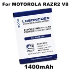 Аккумулятор LOSONCOER 1400 мАч BX40 BX41 для Motorola MOTO RAZR 2 RAZR2 U9 V8 Z8 RIZR ZN50 V9 V9M
