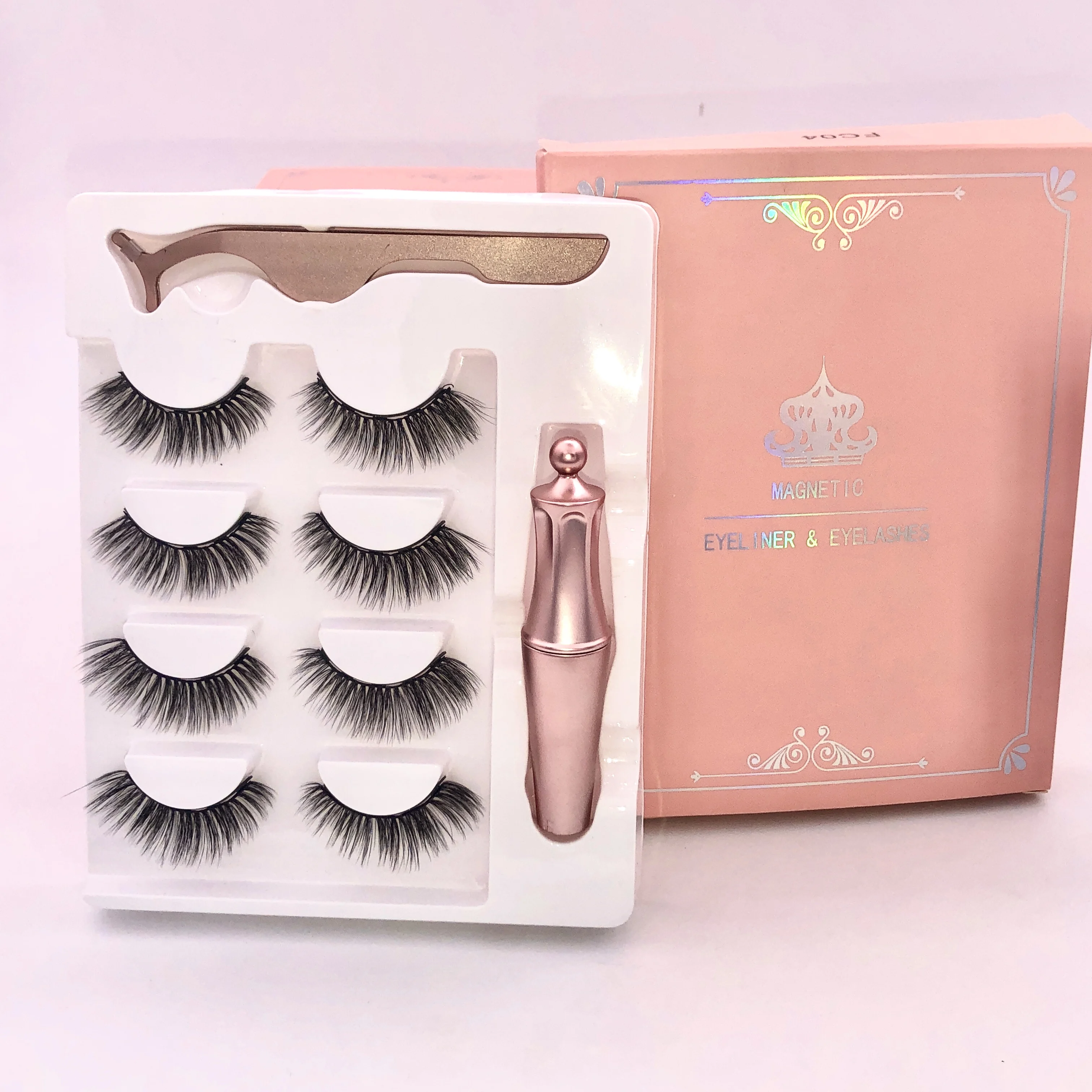 

3/4/5 pairs Magnetic Eyelashes Eyeliner Eyelash Curler Set 5 Magnet Natural Long Magnetic False Eyelashes With Magnetic Eyeliner