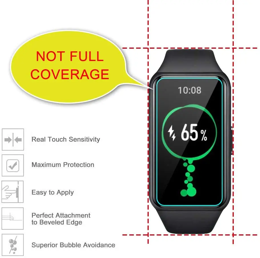 (12 шт.) Защитная пленка для экрана Huawei Band 6 защита не полное покрытие стекло мягкая