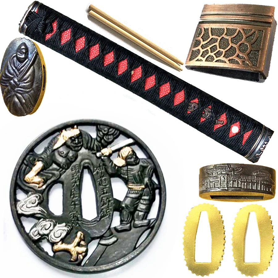 Набор из сплава для рук/Tsuba + Menuki Fuchi Kashira японских самураев катана/Wakizashi/Танто меч