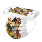 Маска одноразовая 3-слойная маска для лица для взрослых унисекс с ушной петлей, дышащие безопасные маски для рта с принтом мультяшного кота, 1050 шт.