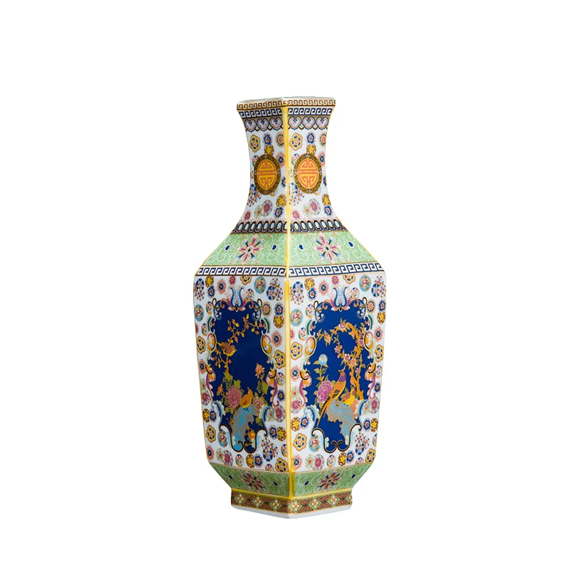 

Цзиндэчжэнь керамическая ваза украшение античная эмаль порошок цвет фарфор маленький рот квадратная ваза подарок классический дом