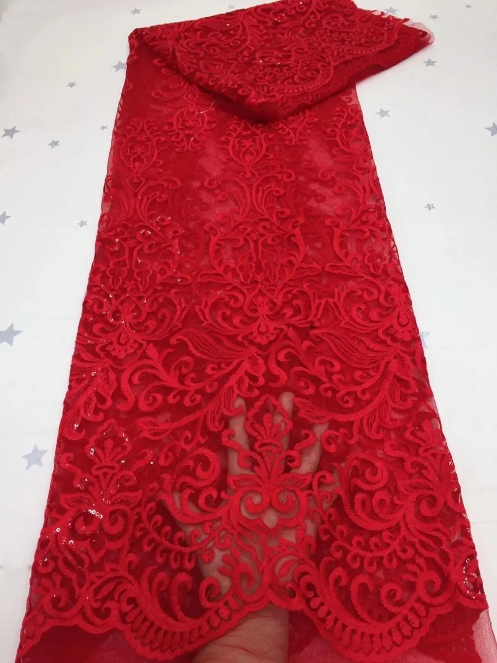 

Elegant Red Tulle Textile French Net Lace Fabric For Evening Dress PAN544(5yards/lot)