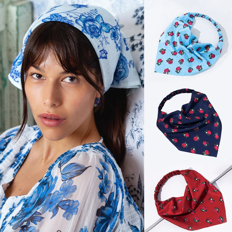 

Bohemian Women Bandana Hair Scarf Sweet Prints Hair Band Triangle Bandanas Elastic Headwear Turban Hair Scarf Hair Accessories