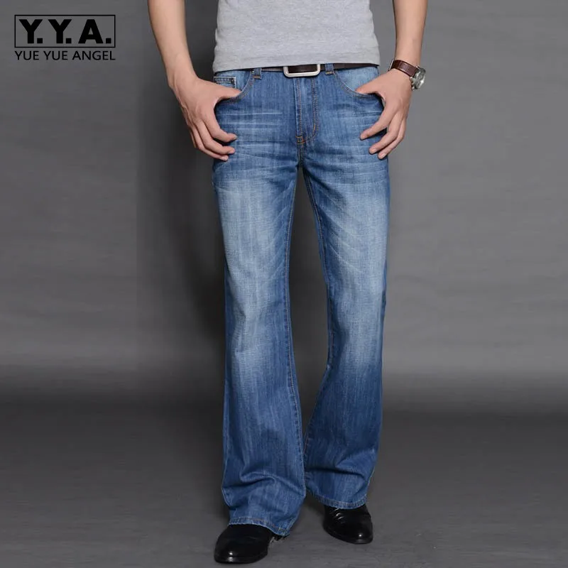 

New Fashion Business Men Casual Denim Flare Pants Loose Fit Long Jeans Man Plus Size 40 Cowboy Trousers Bell-bottomed Pants