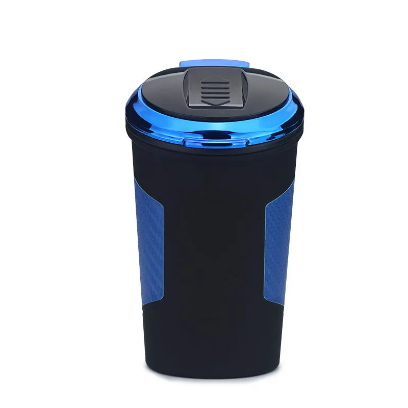 BLUE Маленький портативный цилиндр двойного назначения USB слайдер ремень зажигания электрическая печь линия Зажигалка портативная автомобильная пепельница с крышкой 825 в - Цвет: BLUE