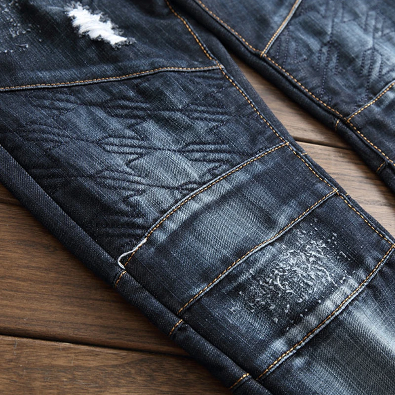 

Jean Homme Skinny Men Jeans Denim Spijkerbroeken Heren Biker Stretch Pants Slim Fit Trousers Masculino Pantalon Vaquero Ripped