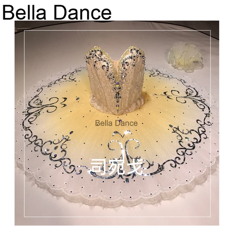 Профессиональная балетная пачка желтая позолоченная тарелка платье-пачка для