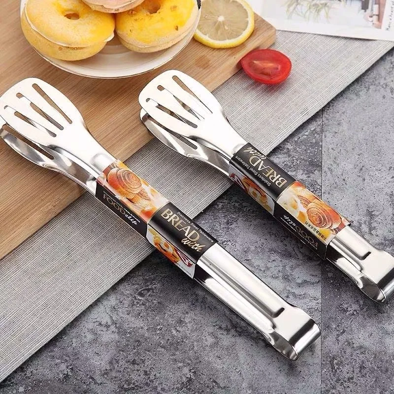 

Stainless Steel Kitchen Food Tongs Anti Heat Bread Clip Pastry Clamp Buffet BBQ Salad Barbecue Clamp Tong Kitchen Cooking Tool