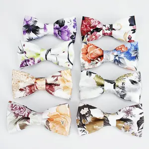 Галстук-бабочка из искусственной кожи с цветочным принтом, Женский галстук, роскошный галстук для взрослых, галстуки для свадебной вечеринки для мужчин