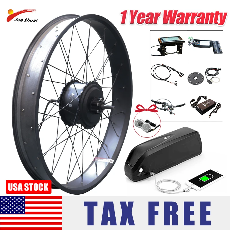 Preise USA Lager Steuer Freies 4,0 Fett Reifen Ebike Kit Hinten Bürstenlosen Hub Motor 48V 1000W 20 Inch 26 Zoll Elektrische Bike Conversion Kit