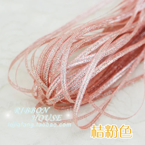 3mm peach onion 3 мм цветная лента для лука, блестящая вышитая лента для свадебного торта, подарочная упаковка для рукоделия, товары для декора(10 м/лот - Цвет: 3mm peach onion