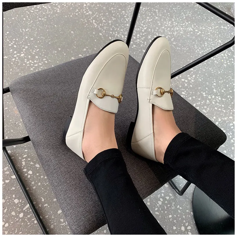 

Women's shoes small leather shoes women's 2021 spring new leather flat single shoes one foot British style lazy loafers