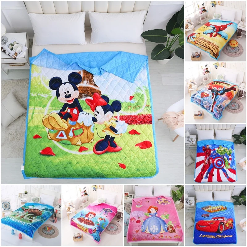Disney Cartoon Mickey Minnie mouse Sofia Spiderman Summer Quilt Thin Bedding For Baby Boys Girls Children 150x200CM Blanket
