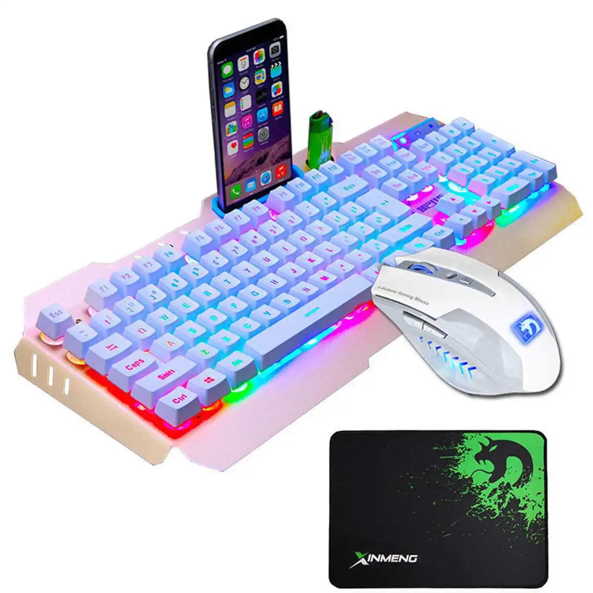 Игровая клавиатура мышь Combos механический Feel светодиодный Подсветка USB геймер ноутбук игровой набор с коврик для мыши