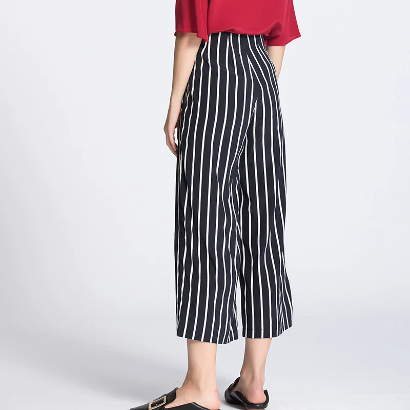 Брюки из натурального шелка 2020 с карманами и широкими штанинами повседневные