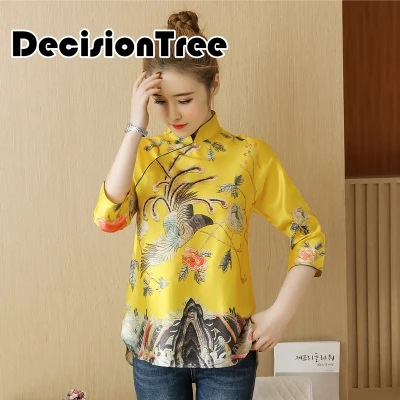 Китайские винтажные Топы Ципао шелковые полые китайские традиционные cheongsam ручная работа phoniex Печать Женская кофточка Ципао
