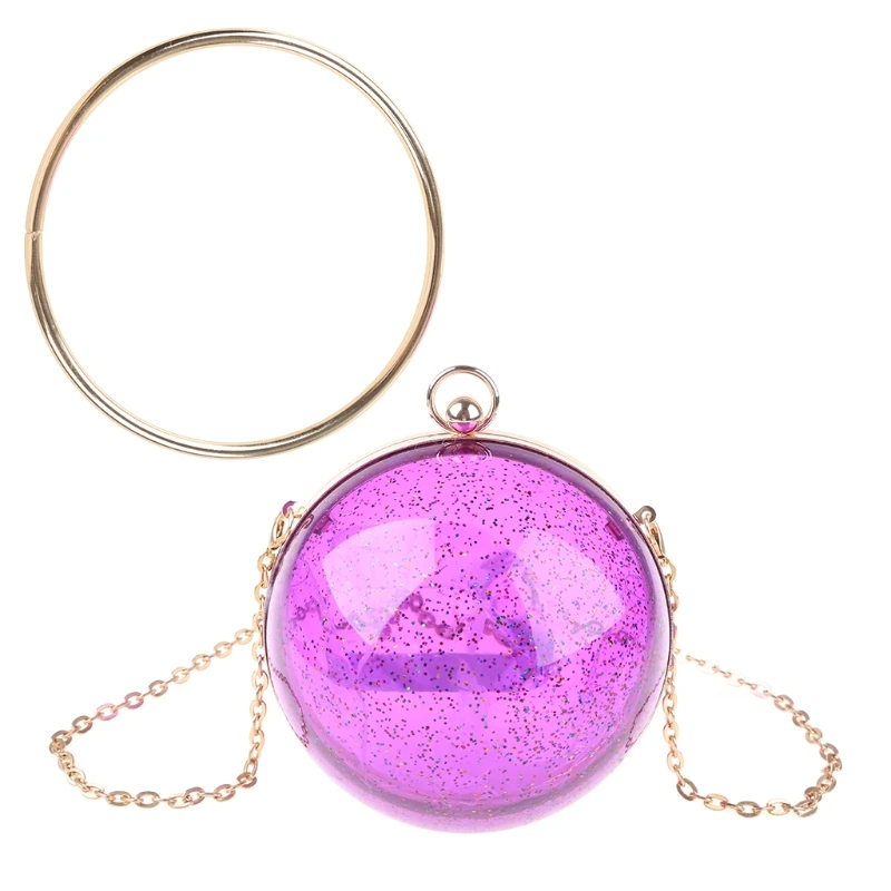

Mini Round Ball Shape Purse Transparent Evening Clutches Cute Clear Acrylic Box Shoulder Bags Handbag for Women