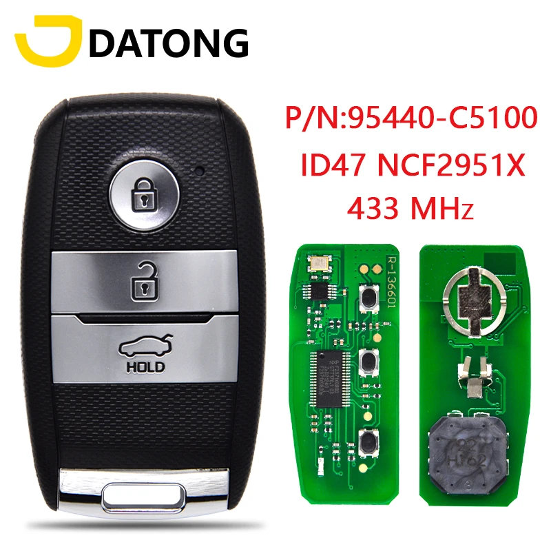 Datong World Car Remote Control Key For KIA Sorento 2015 2016 2017 P/N 95440-C5100 FCCID FOB-4F06 ID47 433MHz Keyless Go Card
Datong World Car Remote Control Key For KIA Sorento 2015 2016 2017 P/N 95440-C5100 FCCID FOB-4F06 ID47 433MHz Keyless Go Card