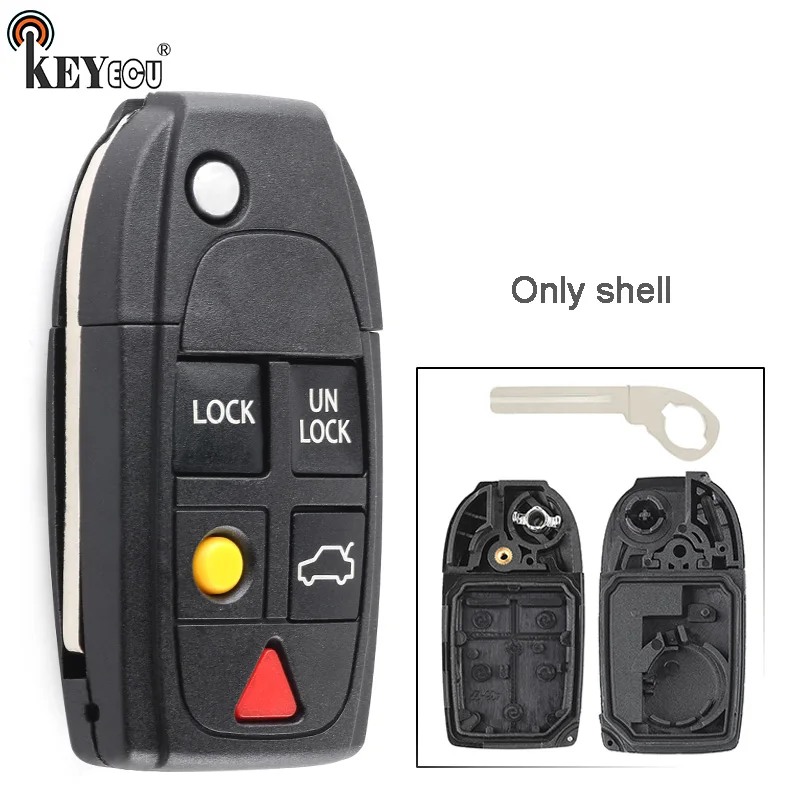 KEYECU для Volvo XC70 XC90 V50 V70 S60 S80 C3 сменный раскладной складной 4 + 1 5 кнопочный пульт