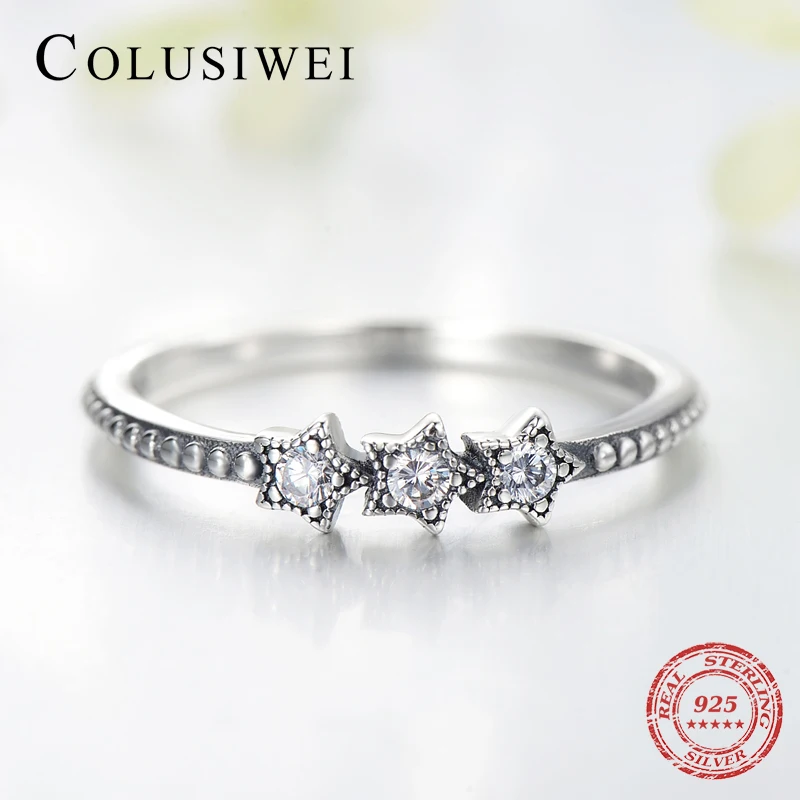 Кольцо женское из серебра 925 пробы со сверкающей звездой|Кольца| |