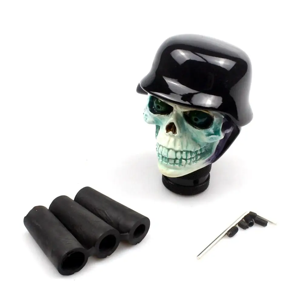 

Universal Gear Shift Knob Resin Black Hat Soldiers Skull Manual Shifter Lever Accessories