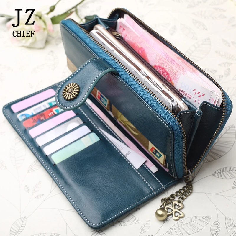 JZ CHIEF Wallet Women Leather Purse Travel Female Clutch Long Cellpone Money Bag PU Card Holder Flower | Багаж и сумки