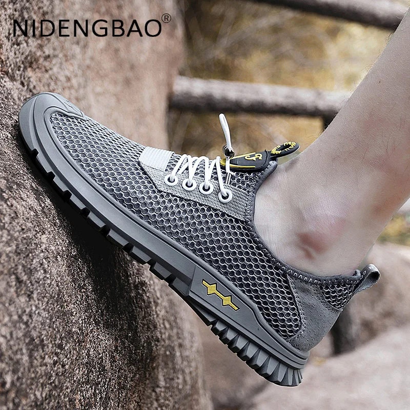 Men Sneakers Mesh Breathable Lightweight Quick Dry Outdoor Climbing Mountaining Walking Sports Shoes Soft Non Slip Male Tenis