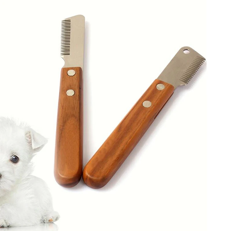 Pettine per cani professionale in acciaio inossidabile manico in legno coltello per spelatura rimozione peli di animali domestici strumenti per toelettatura spazzole per sottoscoppi