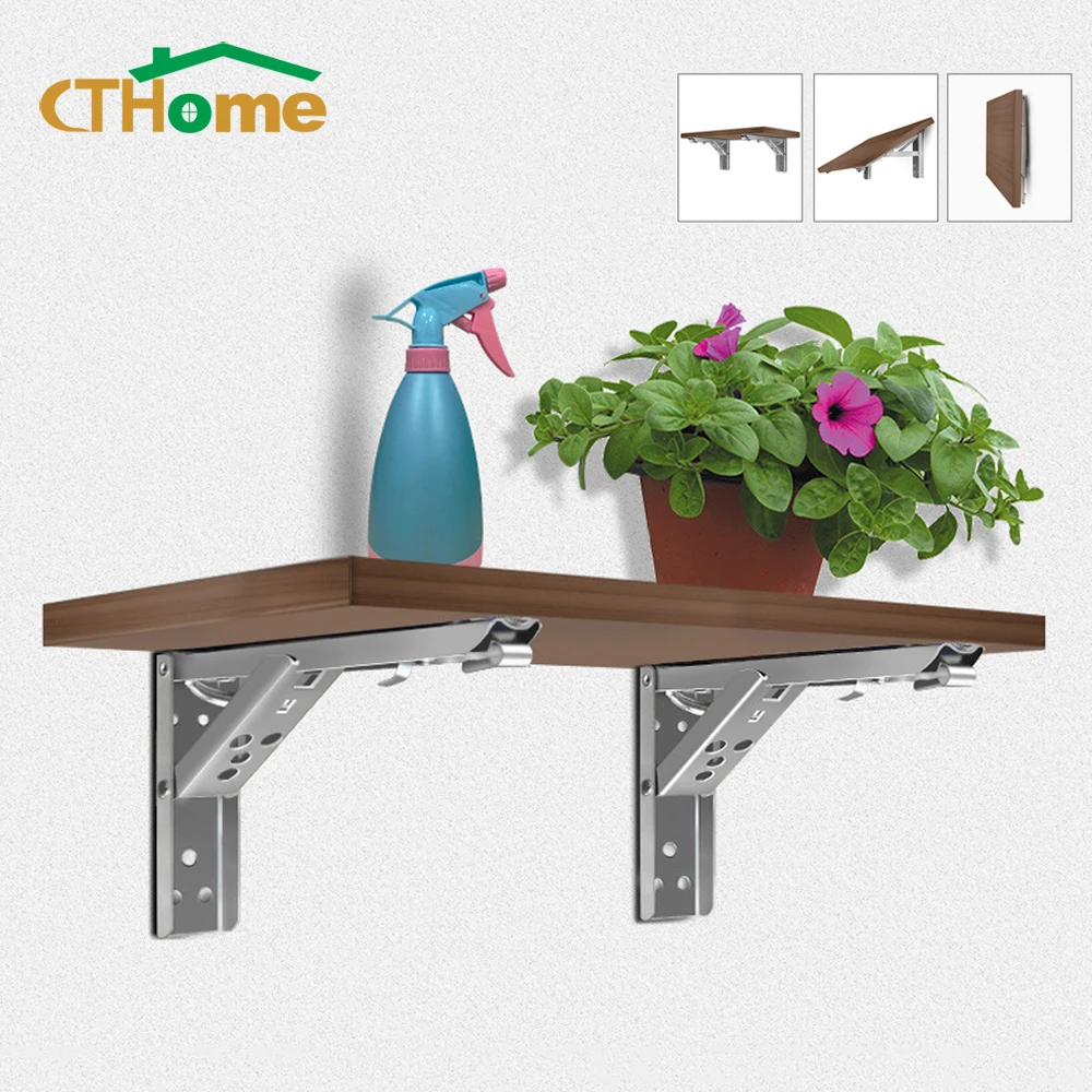

2pcs Folding Shelf Brackets Triangle Wall Mounted Heavy Stainless Steel Support Frame Bench Table Bracket Furniture Hardware