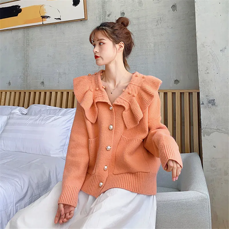 Женский трикотажный кардиган с оборками Alien Kitty повседневный элегантный свитер