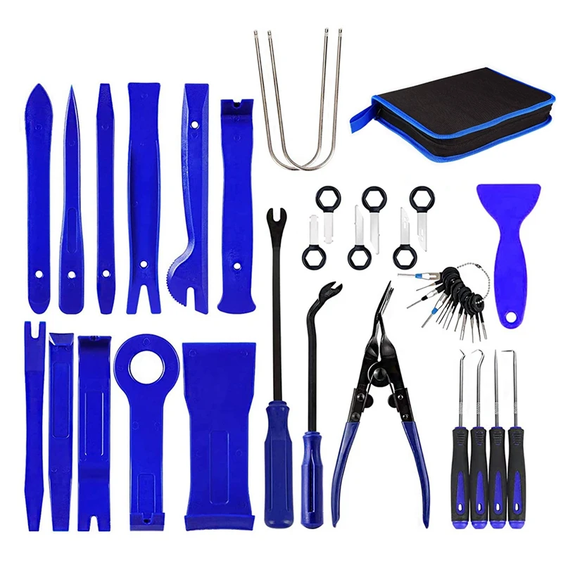 38Pcs Trim Removal Tool, Pry Kit Car Panel Tool Radio Removal Tool Kit, Auto Clip Pliers Fastener Remover Pry Tool Kit