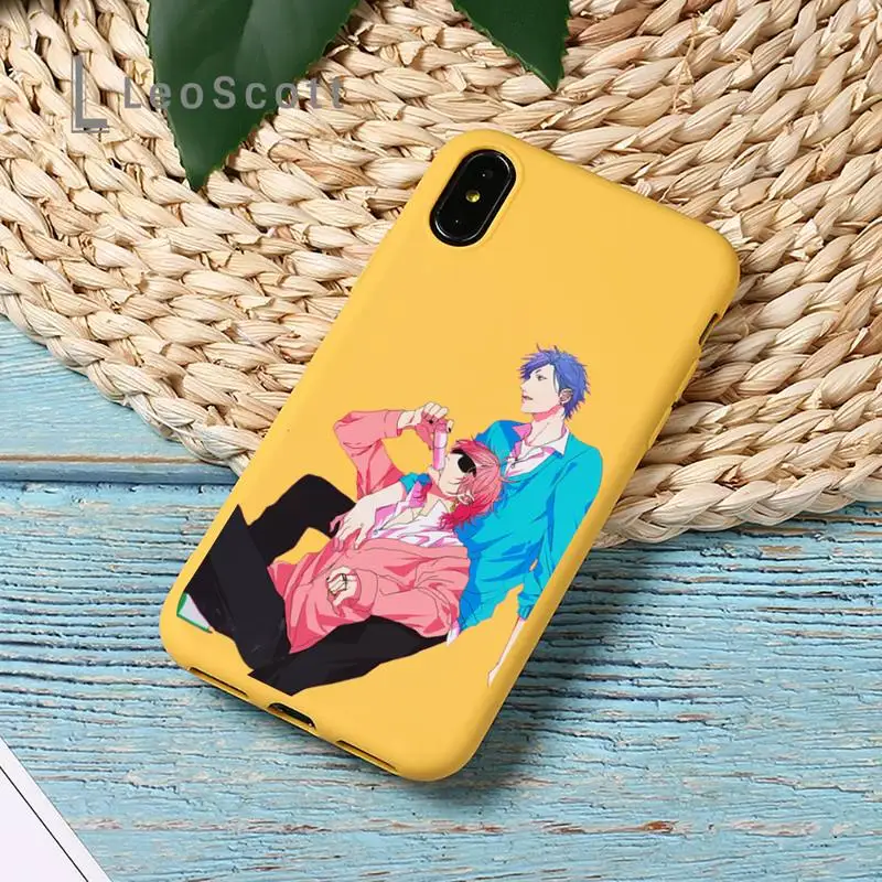 

Yarichin bitch Club Anime Phone Case Yellow Candy Color for iPhone 11 12 mini pro XS MAX 8 7 6 6S Plus X SE 2020 XR