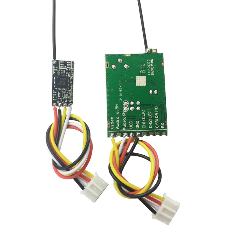 

1Set 2.4Ghz 100MW Wireless Surveillance Video Transmitter + Receiver Default Channel 2370 Micro Audio Video Transceiver Module