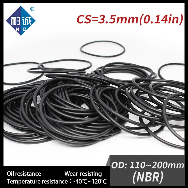 1 шт./лот резиновый черный NBR CS3.5mm OD110/145/150/200 мм уплотнительное кольцо прокладка