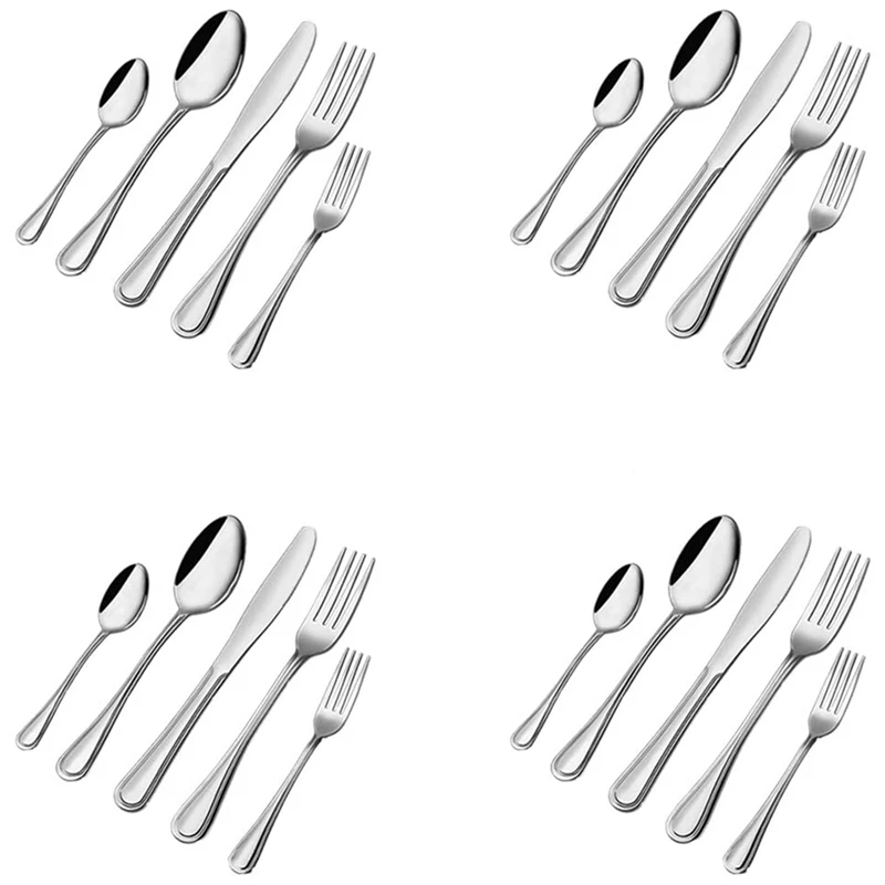

Silverware Set,20-Piece Stainless Steel Silverware Flatware Cutlery Set Service for 4, Knife Fork Spoon Flatware Set