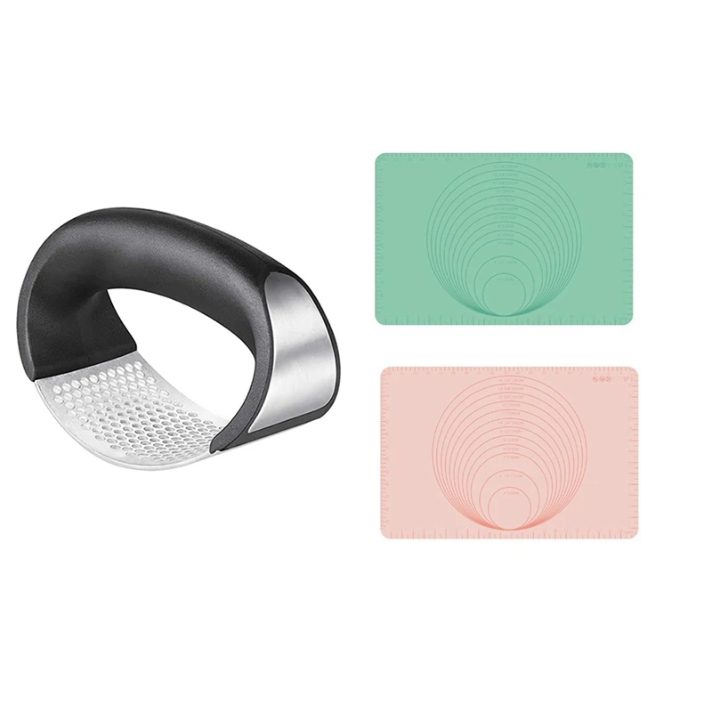 

Household Manual Garlic Tamper Kitchen Ring Garlic Press With 2Pcs Baking Mat With Digital Scale,Non-Stick Baking Mat